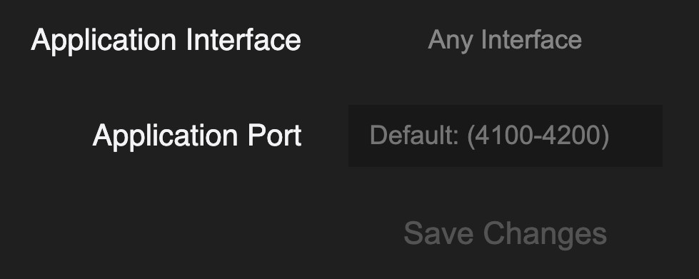 Application Port Settings