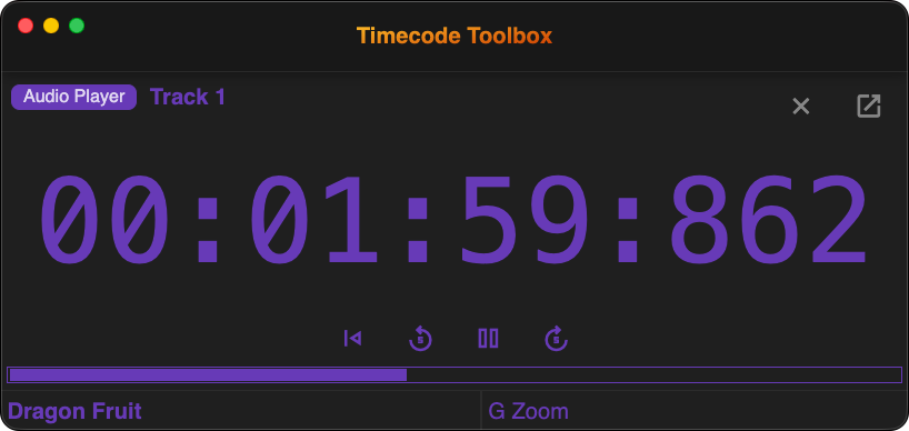 Single window for audio player 