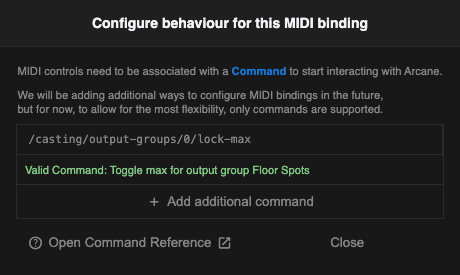Screenshot of a valid command with message describing what the command does